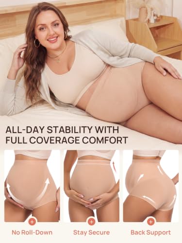 Summer Mae Maternity Underwear 76% Rayon Made from Bamboo Soft Breathable - color: Black,skin,white-3 Pc, size: Large