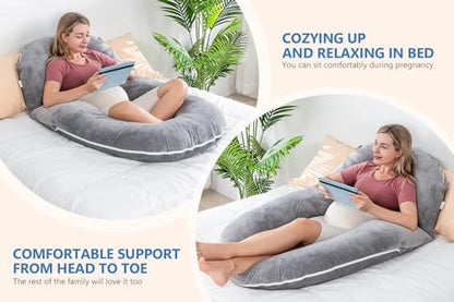 INSEN Pregnancy Pillows, Detachable Body Pillow for Sleeping, Multi-Use Pregnancy Pillows for Pregnant Women, Grey - color: Grey