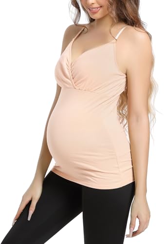 SUIEK 4 Pack Nursing Tank Tops Maternity Cami Cotton Breastfeeding Bralette - color: B-black+navy+nude+atrovirens 4pack, size: Medium