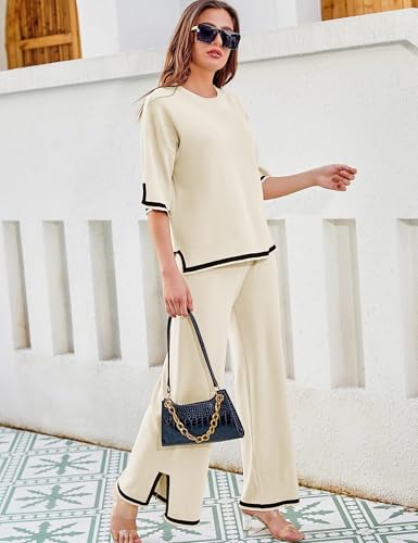Tanming Women's Sweater Sets 2 Piece Lounge Set Tracksuits - color: Apricot, size: Small