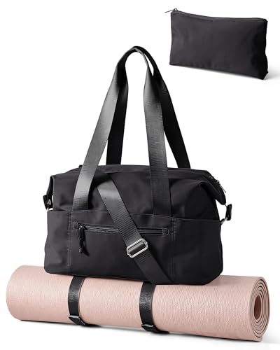 Smasrob Small Gym Bag with Yoga Mat Holder, Wet Pocket and a Separate Pouch - color: Black
