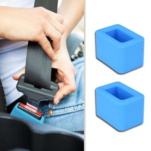 2 Pack Seat Belt Buckle Holder, Silicone Auto Rear Seatbelt Buckle Booster to Makes Receptacle Stand Upright for Easy Access, Universal Vehicle Seatbelt Buckle for Kids (Blue) - color: Blue