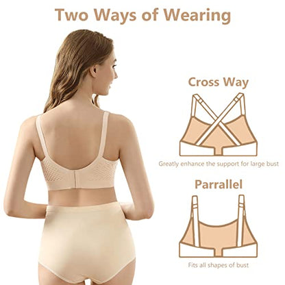 4HOW Pumping Bra Hands Free Pumping and Nursing Bra All in One - color: Black+beige, size: Medium