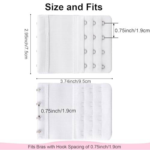 4 Hook Bra Extenders for women, Adjustable 4 hook Plus Size Bra Extender (3/4" Spacing) - color: Black