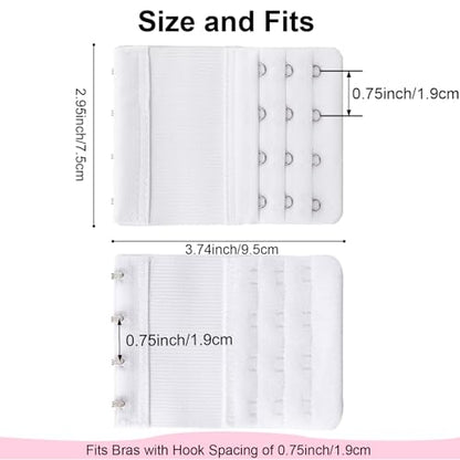 4 Hook Bra Extenders for women, Adjustable 4 hook Plus Size Bra Extender (3/4" Spacing) - color: Black