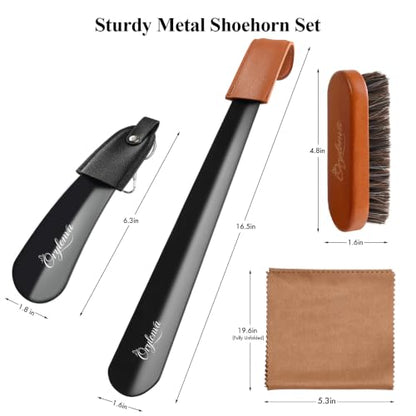 Shoe Horn Set 16.5" & 6.3" Stainless Long & Mini for Seniors Adults Kids