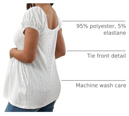 MakeMeChic Women's Maternity Blouse Tops Cute Shirt White Babydoll Tops - color: White, size: Small
