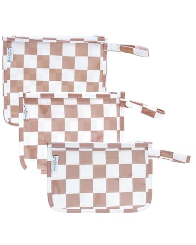 babygoal TSA Approved Light Pink Plaid Clear Travel Organizer Bags 3 Pack - color: Light Pink Plaid