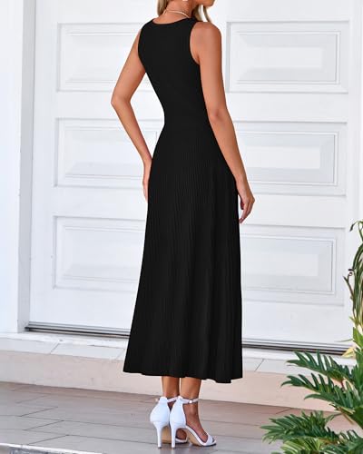 BTFBM Women Midi Bodycon Tank Dress - color: Black, size: Medium