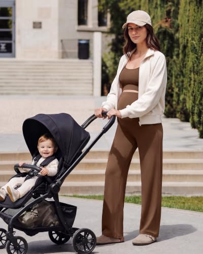 G4Free EverGoing Maternity Pants Over the Belly Pregnancy Work Trousers - color: Dark Coffee, size: Small