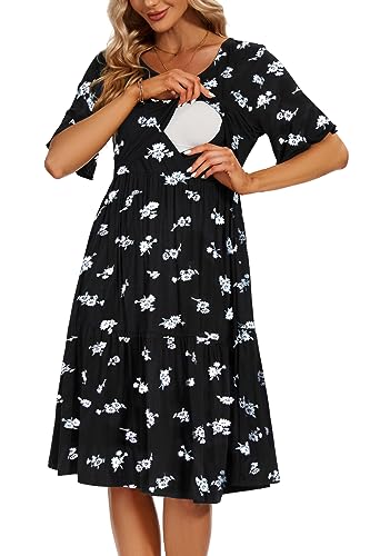 Smallshow Women's Ruffle Maternity Nursing Dress - color: Svp121, size: Small