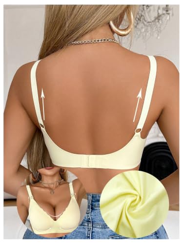 OYOANGLE Women's Maternity Nursing Bra Wireless Push Up Breastfeeding Bras - color: Yellow, size: Small