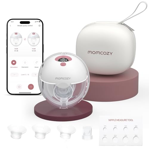 Momcozy M5 Smart APP Controlled Wearable Breast Pump, 1-Pack Cozy Red - size: M5-R1