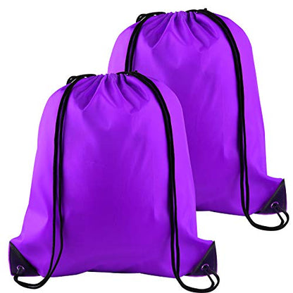 KUUQA 2Pcs Drawstring Backpack Bags, Purple - color: Purple
