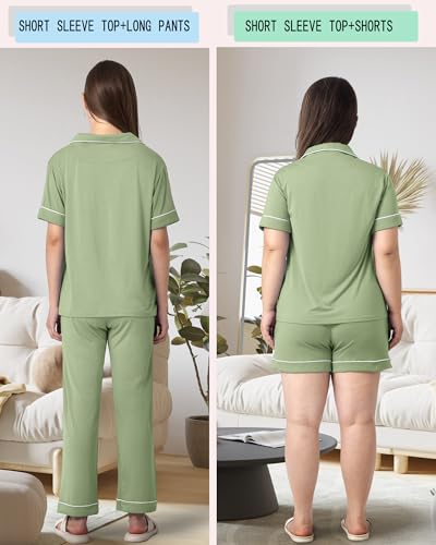 Rnxrbb Button Down Maternity Pajamas Set Nursing Postpartum Pjs Clothes - color: New-greyish Green, size: X-Small