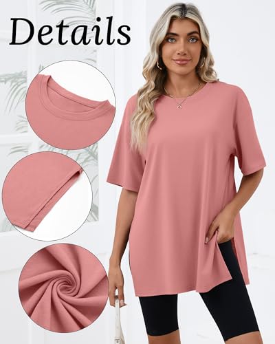 Huukeay 3 Pack Women's Oversized T Shirts Workout Tops - color: Army Green, White, Bean Paste Pink, size: XX-Large