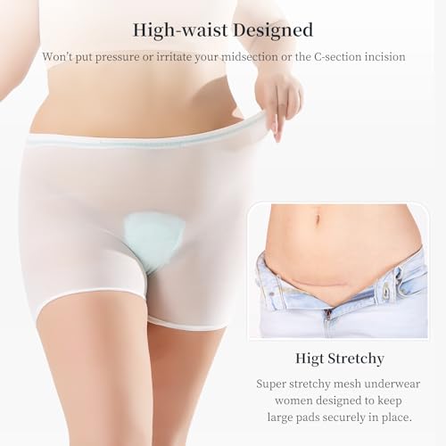 HANSILK Mesh Underwear Postpartum for Delivery & C-Section,8 Count - size: Large