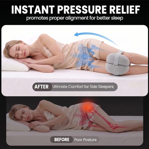 Memory Foam Wing Support Knee Pillow for Side Sleepers Gray - color: Light Gray