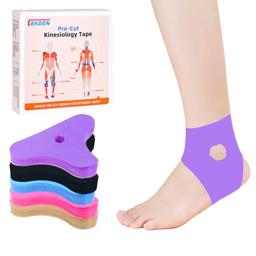 Precut Kinesiology Tape for Ankle, 20 Pcs - Ankle Support & Stability, Ankle Pain Relief - Waterproof & Elastic, Breathable Hypoallergenic Latex-Free Tape, Purple - color: Purple