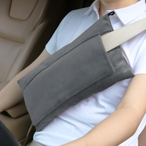 Post Surgery SeatBelt Pillow for Pregnancy Mastectomy Hysterectomy Recovery - color: Dark Gray
