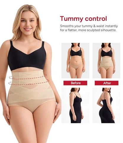 Nebility Womens' Tummy Control High Waist Trainer Body Shaper - color: Black/Beige - 2pk, size: Medium