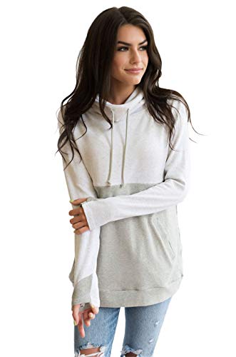 Nursing Queen Cowl Neck Colorblock Nursing Pullover Top - Gray/Light Gray - size: Medium