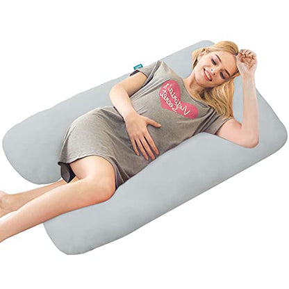 Pregnancy Pillow Cover U-Shaped 100% Cotton (ONLY Pillowcase), Grey - color: Grey, size: U-Shape