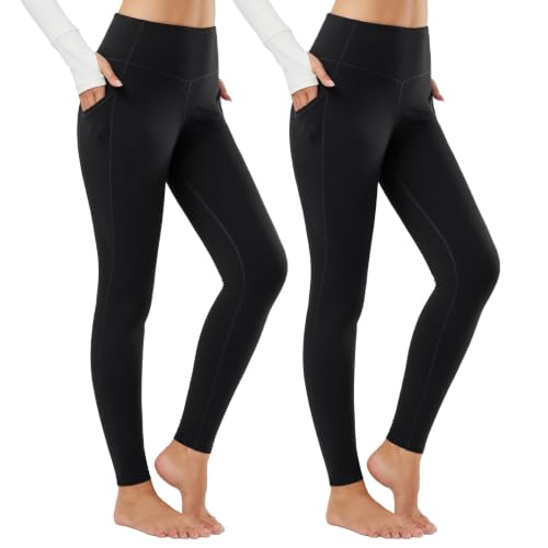 baleaf Women's Fleece Lined Leggings Thermal Warm Tights Cold Weather - color: Black+black, size: X-Small