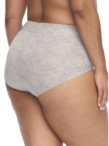 Warner's Women's No Pinching No Problems Hi Cut Brief Panty - color: Platinum Floral Print, size: 11