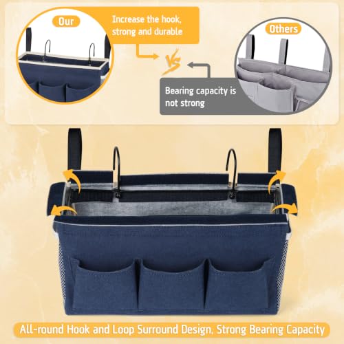 Lilithye Bedside Caddy, Bedside Storage Bag Hanging Organizer for Bunk Bed - color: 1pc Navy Blue