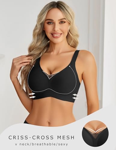 Avidlove Womens Wireless Bras Full Coverage Seamless Bra Comfortable Bralette Everyday Bras - color: Black, size: Small