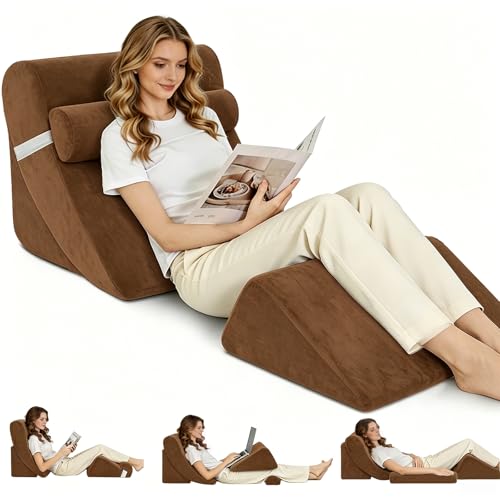 Wedge Pillow Set for After Surgery,Dark Brown,4PCS-22 - color: Dark Brown, size: 4PCS-22''