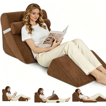 Wedge Pillow Set for After Surgery,Dark Brown,4PCS-22 - color: Dark Brown, size: 4PCS-22''