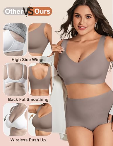 Jelly Bras for Women No Underwire Seamless Pullover Bras Wireless T Shirt Bralettes Wide Straps Sleep Everyday Bra - color: Grey, size: Large