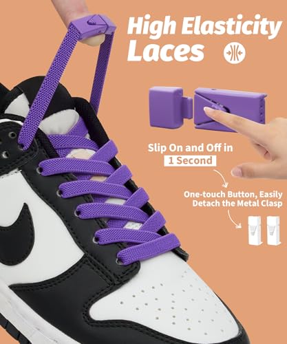Stepace 2 Pairs Elastic Shoe Laces for Sneakers No Tie Shoelaces for Adults - color: Purple