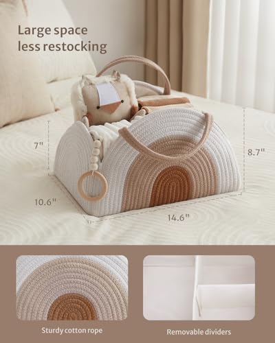 Blissful Diary Diaper Caddy Organizer, Woven Cotton Rope, Earthy Rainbow - color: Earthy Rainbow