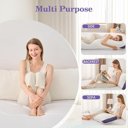 HOMELAB Adjustable Memory Foam Body Pillow with Silk-Like Pillowcase, 20x52 - size: Body Pillow + White Pillowcase