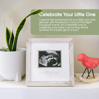 Pearhead Love At First Sight Sonogram Picture Frame, Rustic - color: Distressed Wood, Silver Mat