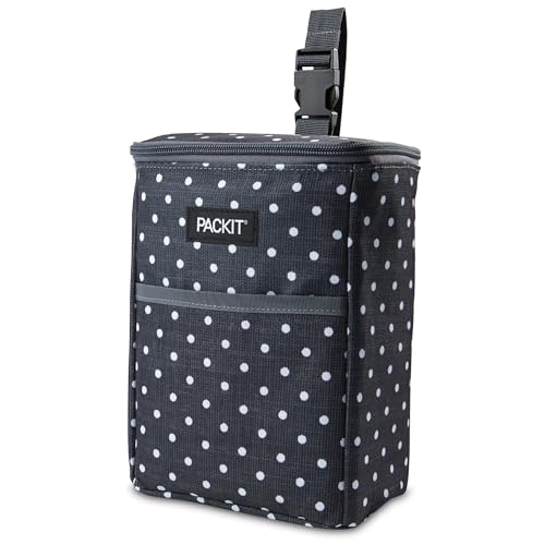 PackIt Freezable Double Bottle Bag, Built with EcoFreeze Technology, Antimicrobial lining, Collapsible, Reusable, Zip Closure, Buckle Handle, Perfect for Breastmilk and Formula On the Go - color: Polka Dots