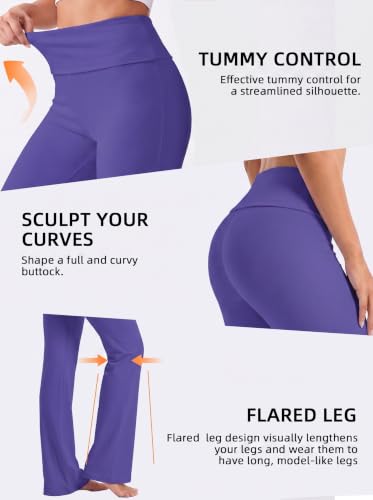 Flare Leggings for Women Tummy Control Bootcut Yoga Pants - color: 28"deep Purple, size: X-Large
