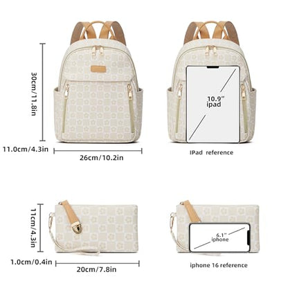 Makes Mini Backpack for Women, Small Casual Backpacks Daily Travel Bag 2pcs - color: Checkered Beige