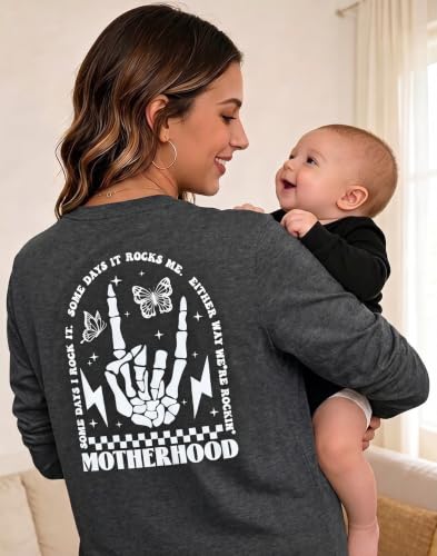 Womens Nursing Breastfeeding Shirt Long Sleeve Hidden Zipper Postpartum Top - color: B-grey, size: Medium