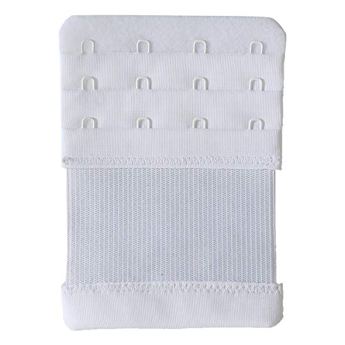 Bra Extenders 4 Hook Elastic Stretchy Bra Extensions Strap Comfortable 3pcs-Pack - color: White, 4 Hook 3/4 Inch Spacing