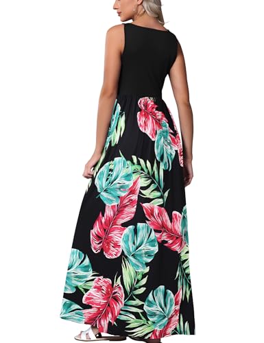 Bluetime Women's Summer Boho Sleeveless Floral Print Tank Long Maxi Dress - color: Pattern 10, size: Medium