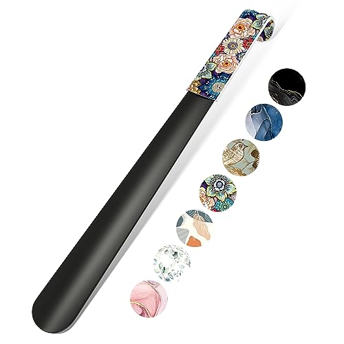 16.5 Inch Long Handle Shoe Horn for Seniors Men Women Kids, Metal Shoe Horns for Boots - color: Retro Flower
