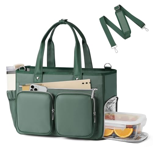 TOPEAST Work Tote Bag for Women with Insulated Lunch Compartment - color: Green