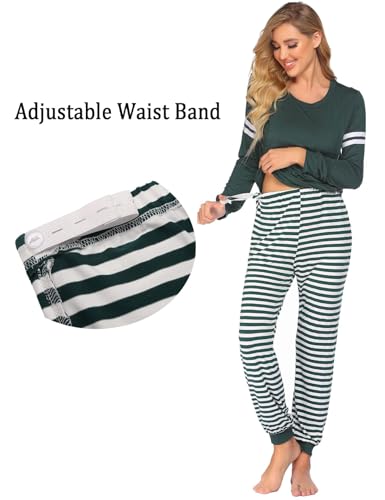 Maternity Pajamas Set Nursing Breastfeeding Postpartum Pregnancy Pjs - color: Green, size: X-Large