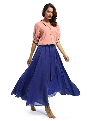 Women's Cotton Long Flowy Rave Renaissance Maxi Skirt - color: Navy Blue, size: Medium