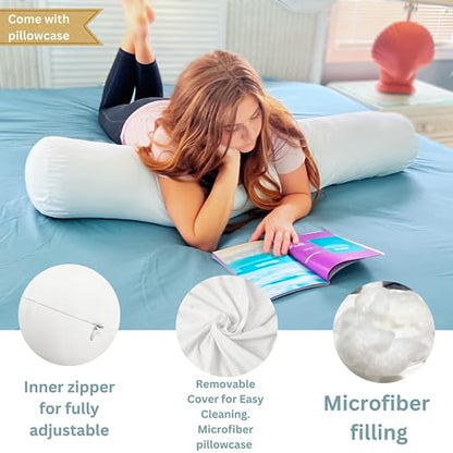 8x48 Round Body Pillow, Adjustable Bolster with Cover, Ruby - color: Ruby, size: Pillow & Cover