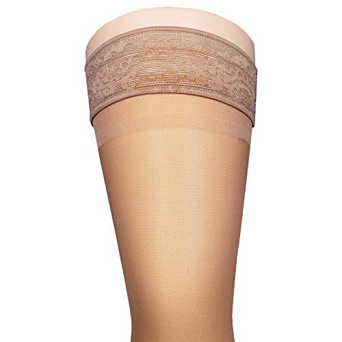 Truform Sheer Compression Stockings, 15-20 mmHg, Women's Thigh High Length, 20 Denier, Beige, Small - color: Beige, size: Small (1 Pair)